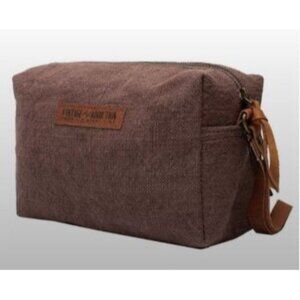 Unisex Toiletry Canvas Bag with Leather Handles